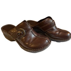 Born Concept Women's Brown Leather Clog/Mule with Buckle Sz 6 BC6635